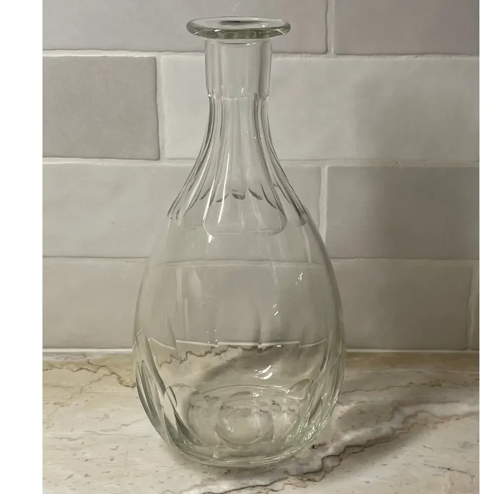 Vintage Clear Glass Vase / Decanter, Art Deco, Regency, Home Bar